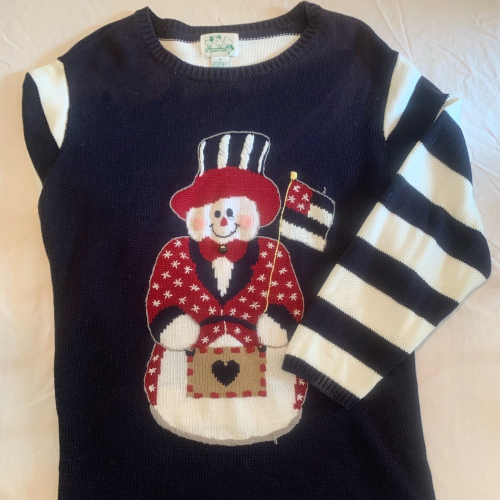 Quacker Factory Patriotic Snowman sweater